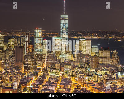 Lower Manhattan aus der Ferne zu sehen Stockfoto