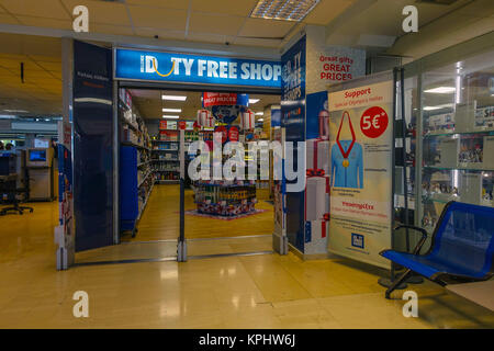 Eingang zum Duty Free Shop am Flughafen Athen Stockfoto