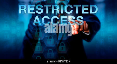 Benutzer mit eingeschränktem Zugriff drücken Stockfoto