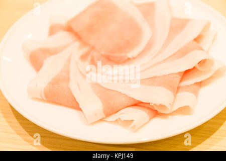 Schweinefleisch Slice auf Platte Stockfoto