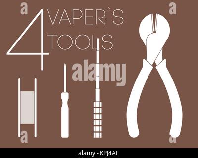 4 eine Farbe Vaper tools Satz Stockfoto