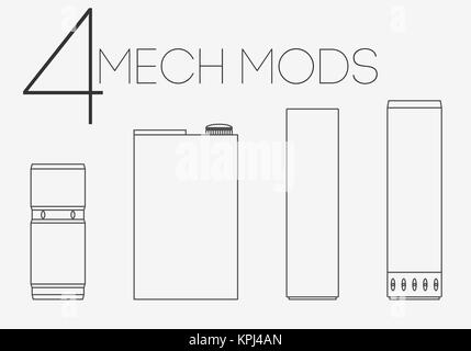 4 dünne Linien mechanische Mods einstellen Stockfoto