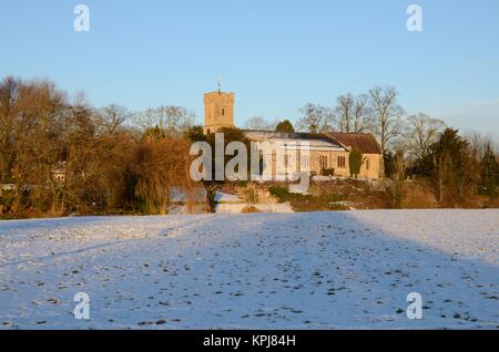 Laurentius Kirche, Henley-in-arden im Schnee Stockfoto