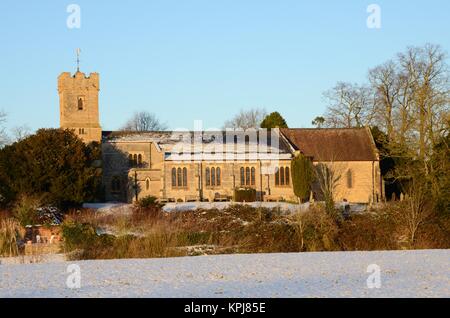 Laurentius Kirche, Henley-in-arden im Schnee Stockfoto