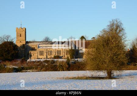 Laurentius Kirche, Henley-in-arden im Schnee Stockfoto