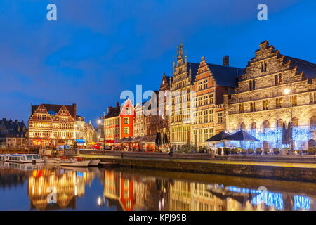Kai Graslei in Ghent Stadt am Morgen, Belgien Stockfoto