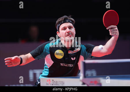 Timo Boll (GER)? Dezember 16, 2017 - Tischtennis: Seamaster 2017 ITTF World Tour Grand Finale Männer Singles Halbfinale bei Daulet Sport Komplex in Astana in Kasachstan. Credit: yohei Osada/LBA SPORT/Alamy leben Nachrichten Stockfoto