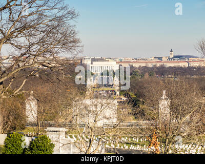 Lincoln Memorial Denkmal, in Washington DC, von Arlington Friedhof gesehen Stockfoto