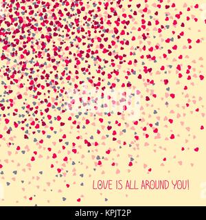 Liebe ist überall um euch herum! Grußkarte. Kopieren Sie Platz für Text. Einfaches Design für Flyer, Postkarten oder Poster. Valentinstag Karte. Stock Vektor