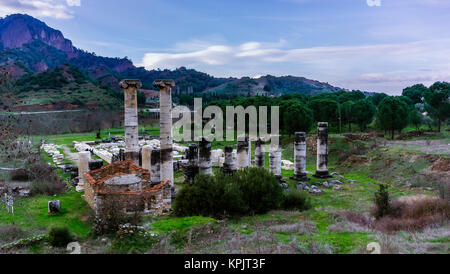 Der Tempel der Artemis in Sardes war der vierte größte ionischen Tempel der Welt. Ursprünglich in 300 v. Chr. von den alten Griechen errichtet, wurde der Tempel ren Stockfoto