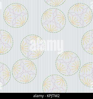 Japanische sashiko Motiv. Drei Pflaume Blüten. Traditionelle japanische Stickerei Verzierung. Nahtlose Muster. Bunte Sasiko motif-Mitsu Ume. Abstrakte b Stock Vektor