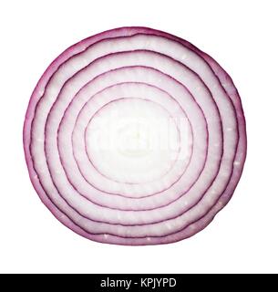 Rote Zwiebel vor einem weißen Hintergrund. Stockfoto