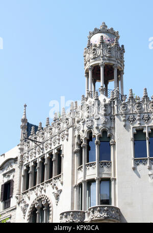 Die Casa Lleó Morera gegen blauen Himmel, Katalonien, Barcelona, Spanien. Stockfoto