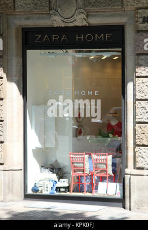 Zara Home shop, Passeig de Gràcia Straße 6, L' Eixample direkt, Barcelona, Spanien. Stockfoto