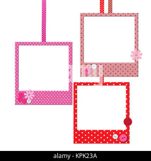 Bilderrahmen mit Polka Dot Muster auf weißem Hintergrund Stockfoto
