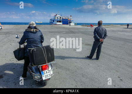 Dodekanes Express Fähre in den Hafen von Kos Stockfoto