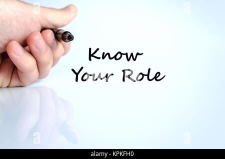 Kennen Sie Ihre Rolle text Konzept Stockfoto