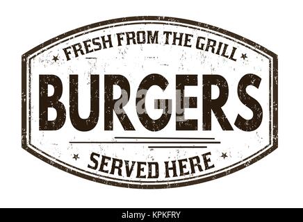 Burger grunge Stempelabdruck auf weißem Hintergrund, Vector Illustration Stock Vektor