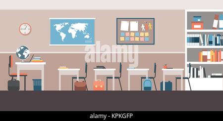 Bunte leere Klassenzimmer Interieur mit Schule Gegenstände und Möbel Stock Vektor