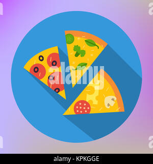 Pizza Slice-Symbol Vektor flache icon Stockfoto