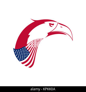 Der Weißkopfseeadler Kopf Emblem. Stilisierte Symbol der Vereinigten Staaten. American Eagle und die amerikanische Flagge. Stockfoto