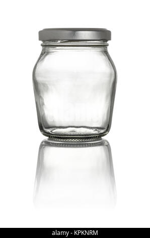 Jar vor weißem Hintergrund Stockfoto