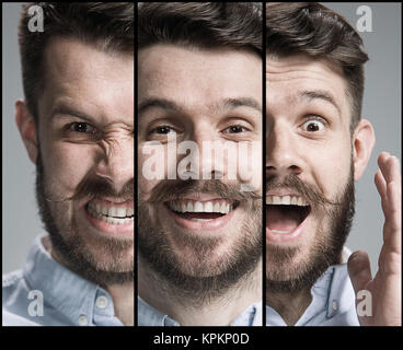 Der junge Mann' s Porträts mit unterschiedlichen Emotionen Stockfoto