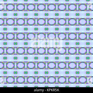 Abstrakte geometrische nahtlose Hintergrund. Regelmäßige Diamant und Streifen Muster in Violett Schattierungen mit Lime Green Ellipsen und bunten Elementen. Stockfoto