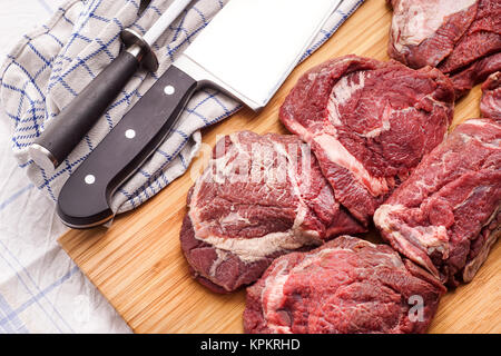 Rohes Fleisch, lecker Kalb, Rind Wangen Stockfoto