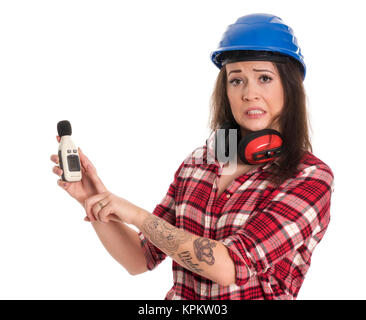 Heimwerker Maßnahmen der Geräuschpegel Stockfoto