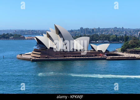 Erhöhten Blick auf das Sydney Opera House von Harbour Bridge Ausblick - Sydney, New South Wales, Australien Stockfoto