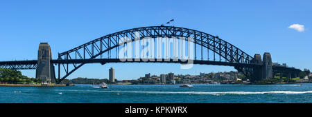 Panoramablick auf Sydney Harbour Bridge, Sydney, Sydney, New South Wales, Australien Stockfoto