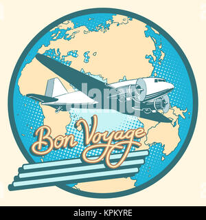 Bon voyage Retro-Flugzeugposter abstrakt Stockfoto