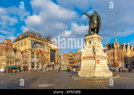 Freitagsmarkt in der sonnige Morgen Gent, Belgien Stockfoto