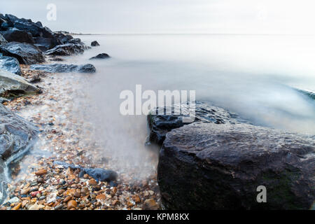 Großen Felsen am East Beach, Shoeburyness, Essex Stockfoto