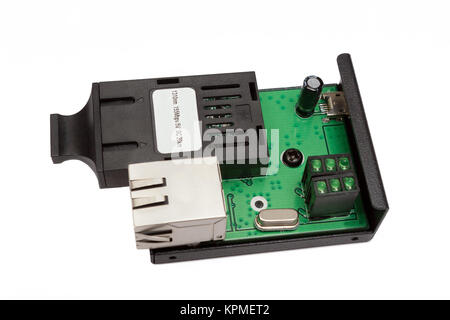 Mini Fiber Optic Media Converter aufgedeckt Stockfoto