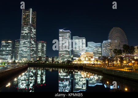 Die Yokohama Bay bei Nacht Stockfoto