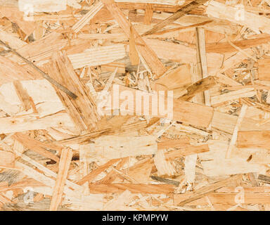 Nahaufnahme der Textur von Oriented Strand Board (OSB) Stockfoto