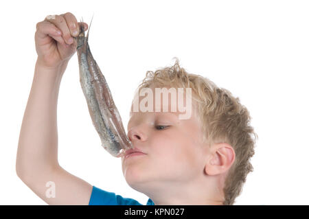 Essen ein hering den Niederländischen weg Stockfoto