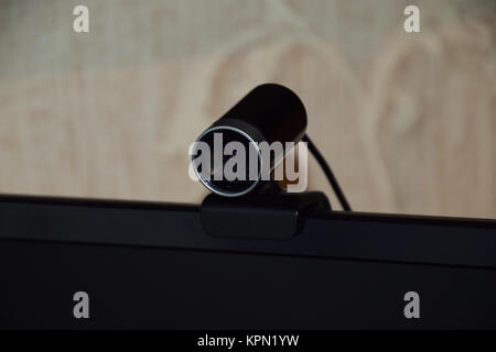 Web kamera, an den Monitor angeschlossen Stockfoto