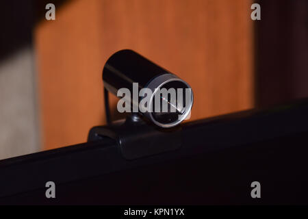 Web kamera, an den Monitor angeschlossen Stockfoto