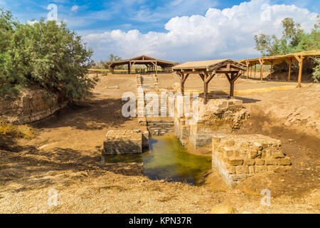 Der Ort, wo Jeasus im Fluss Jordan getauft wurde Stockfoto