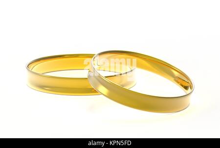 3D-Render von goldenen Ringe mit klaren Hintergrund Farbe Stockfoto