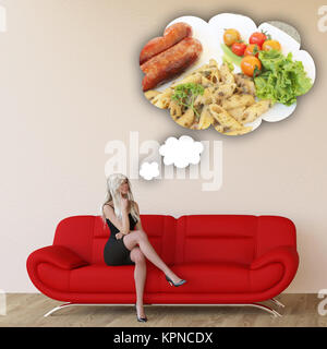 Frau Craving italienisches Essen Stockfoto