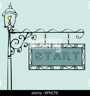 Start text auf Vintage street sign Stockfoto