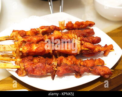 Chinesischen muslimischen Stil Huhn Stick. Gegessen und in Peking. China. 22. Oktober 2017. Stockfoto