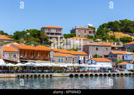 Der Hafen von Molyvos auf den nördlichen Teil von Lesbos, in der Provinz von alten Mithymna, die zweite größte und wichtigste Festung Stockfoto