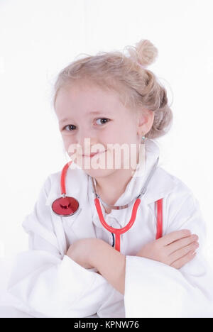 Model-release, näher, 7 Jahre, als Aerztin - Mädchen als Arzt Stockfoto