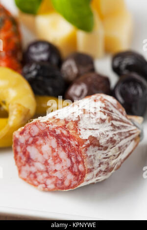 Nahaufnahme eines italienischen Salami Stockfoto
