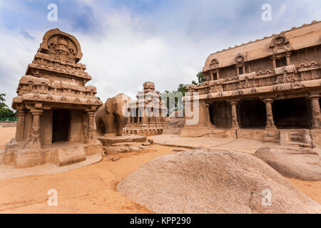 Asien, Indien, Tamil Nadu, Mamallapuram, fünf Rathas Stockfoto